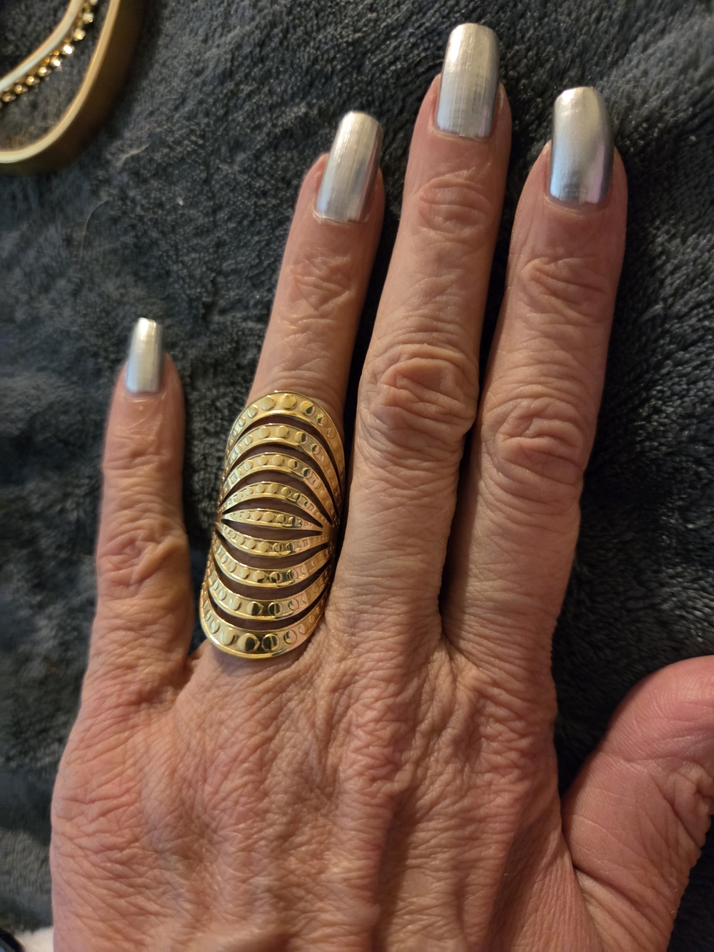 New!Stainless Steel ,textured,knuckle,adjustable, Ring.